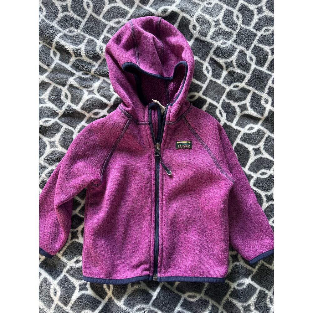 LL Bean Baby Girl Full Zip Sweater Jacket Size 12-18 Months Purple